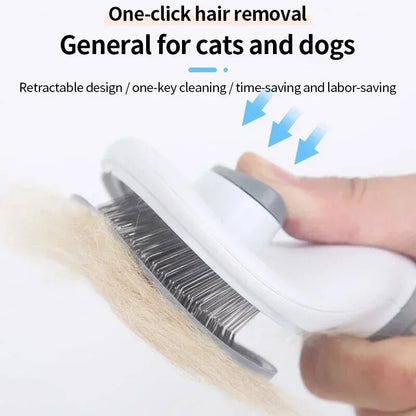 Brosse anti-poils d'animaux pour chiens et chats, outil de toilettage antidérapant avec aiguilles en acier inoxydable