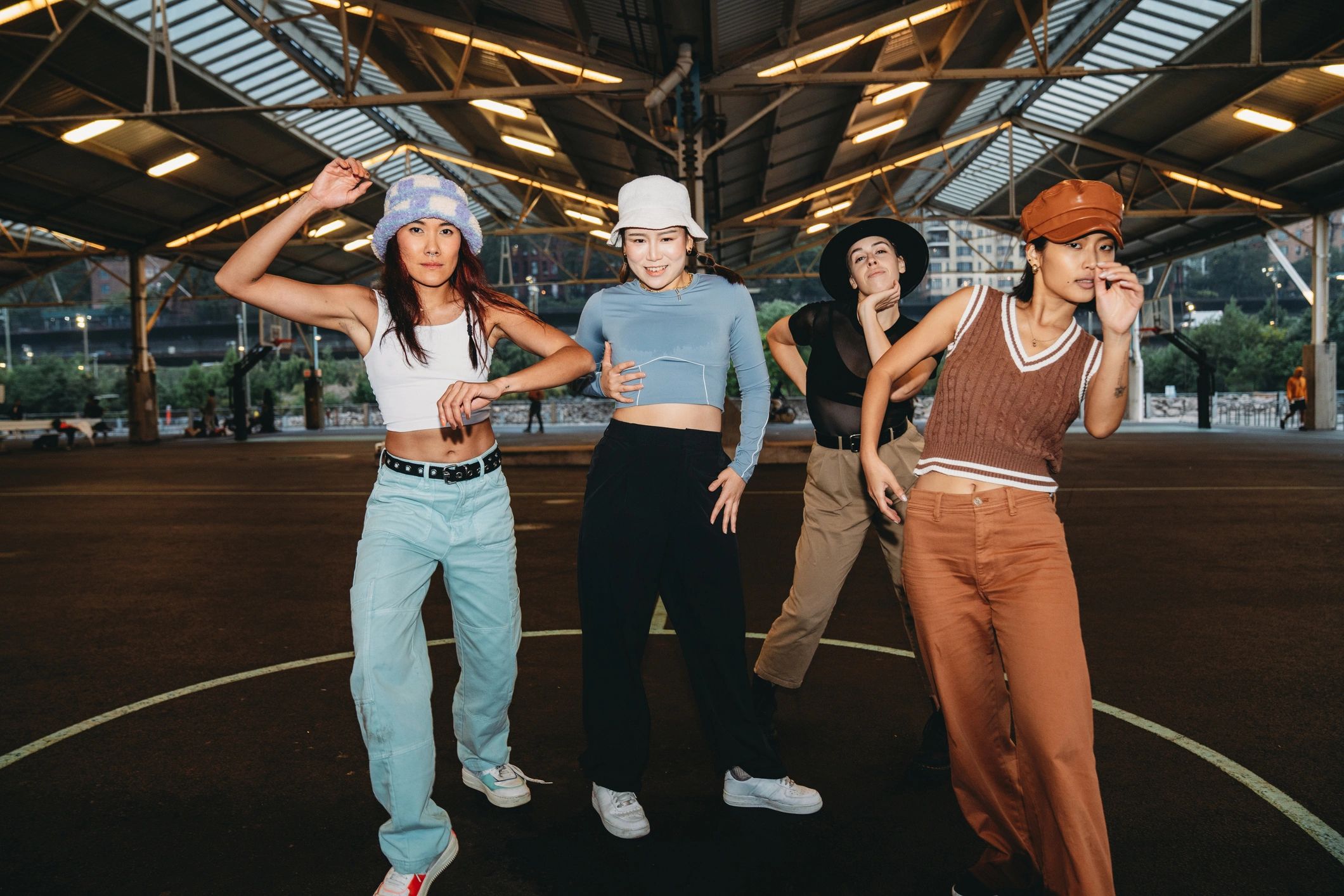Four young women in urban style