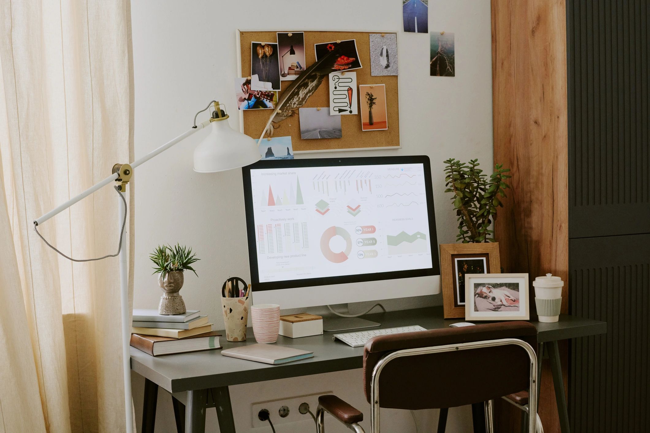 Editorial workspace with magazines and planning materials