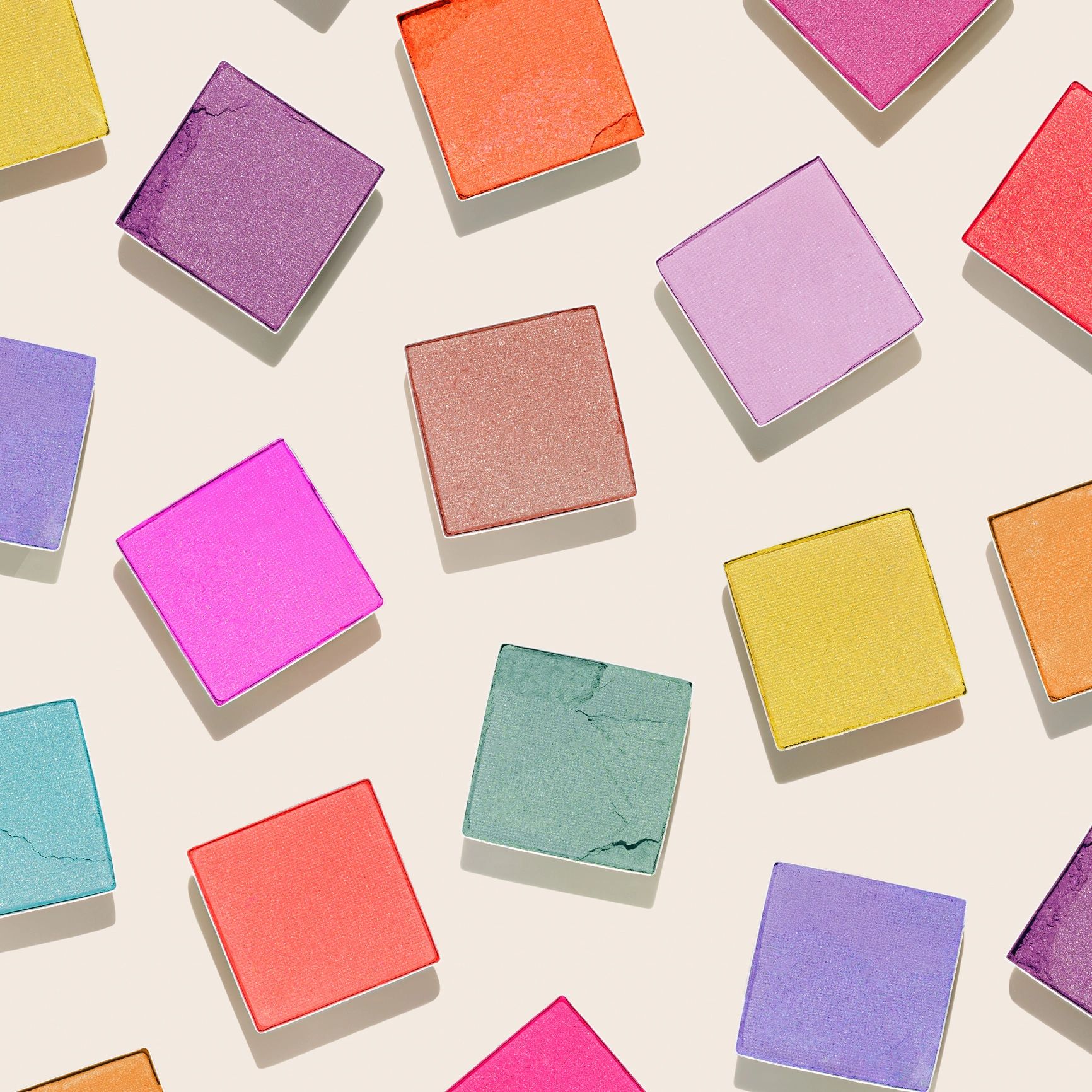Colorful makeup palette flat lay for beauty category